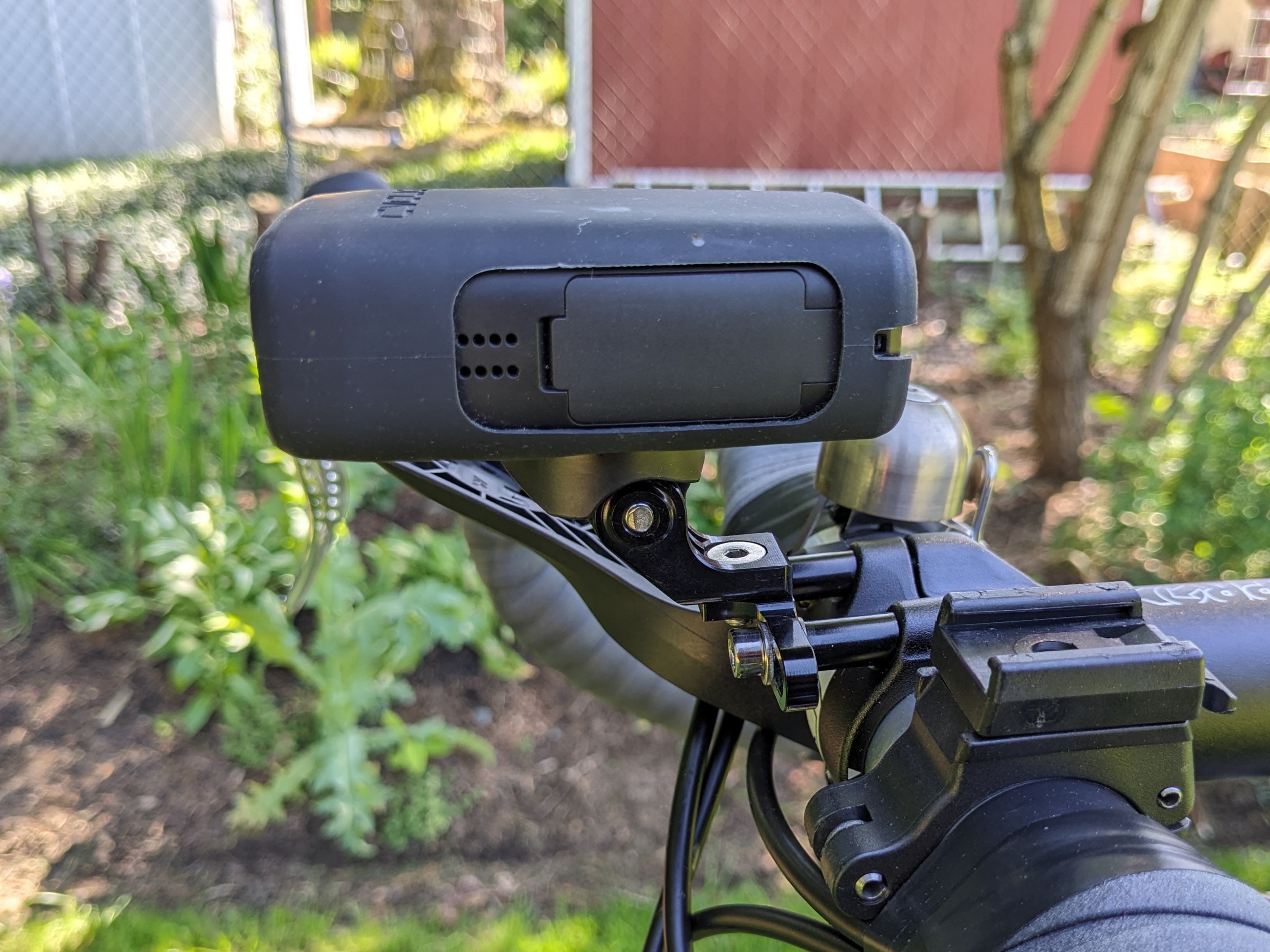 Cycliq Fly12 camera mounted to a GUB Bike Camera Mount and installed on a bicycle